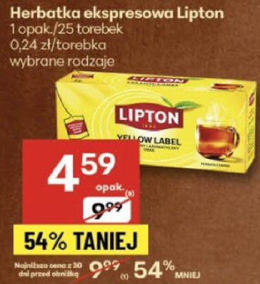 Herbatka ekspresowa Lipton 1 opak./25 torebek promocja w Delikatesy Centrum