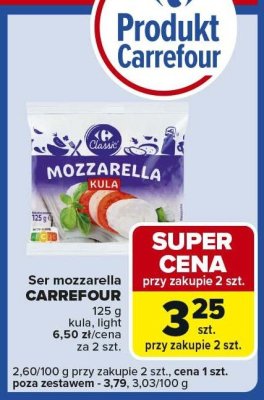 Ser mozzarella CARREFOUR kula, light promocja w Carrefour Express