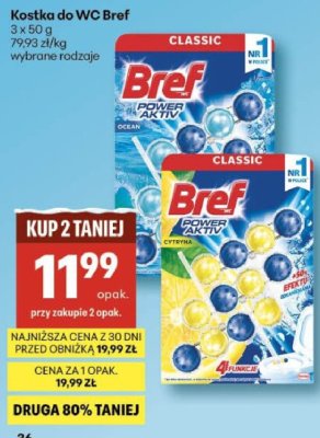 Kostka do WC Bref 3 x 50 g wybrane rodzaje promocja w Delikatesy Centrum