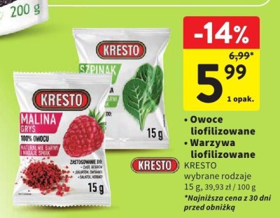 Owoce liofilizowane KRESTO promocja w Intermarche