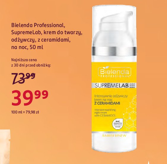 Krem odżywczy na noc z ceramidami Bielenda professional supremelab barrier renew promocja w Rossmann