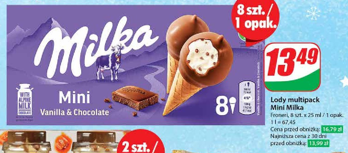 Rożek mini Milka promocja w Dino