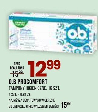 Tampony O.B PROCOMFORT higieniczne, 16 szt. promocja w Drogerie Natura
