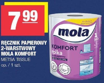 Ręcznik papierowy Mola Komfort 2-warstwowy, MEEGA TISSUE promocja w SPAR