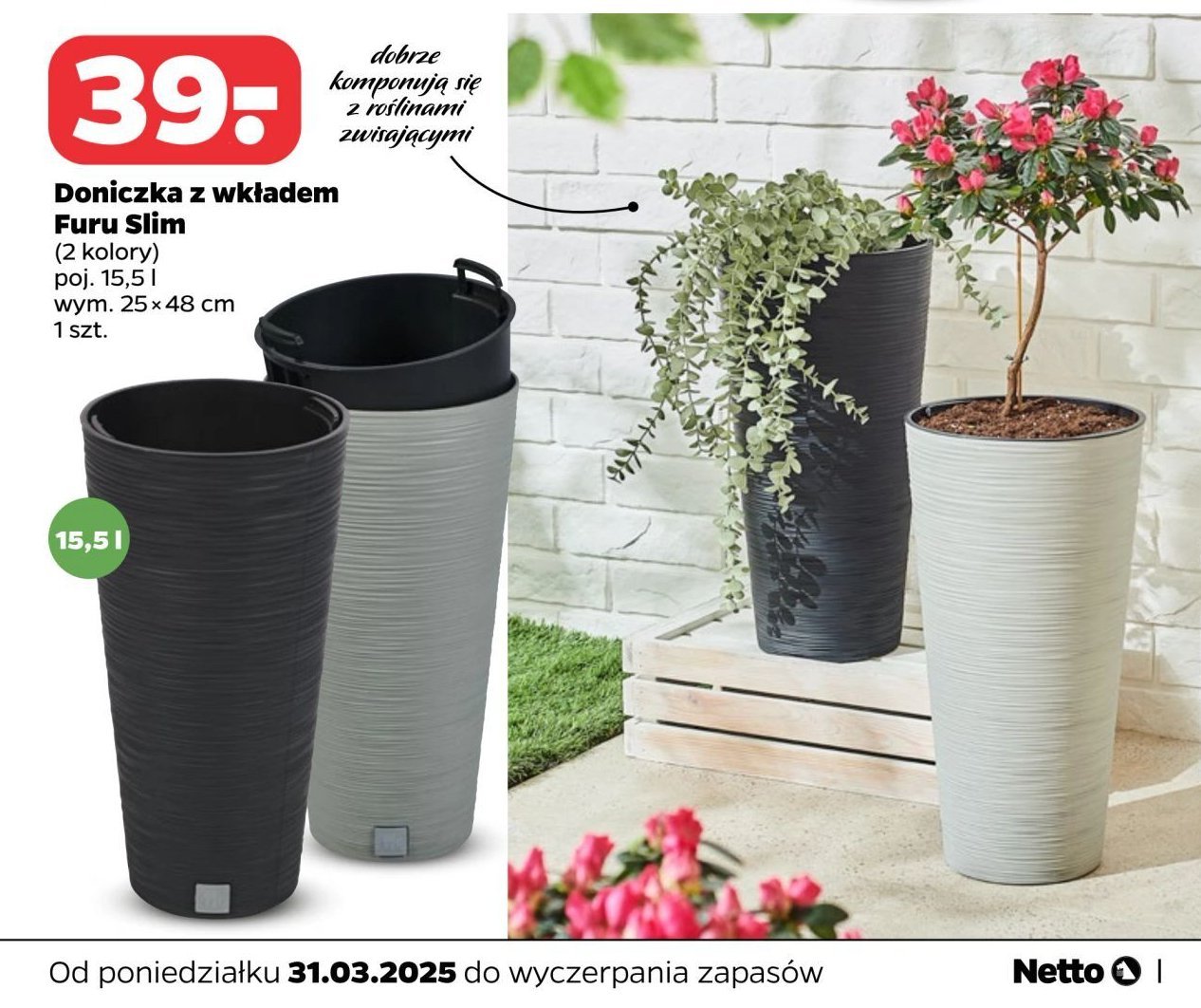 Doniczka furu slim 15.5 l promocja