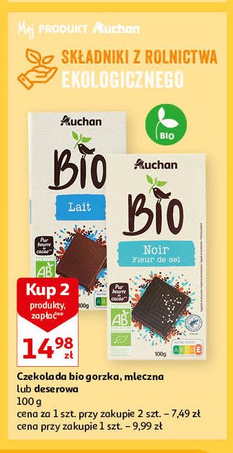 Czekolada mleczna Auchan bio promocja