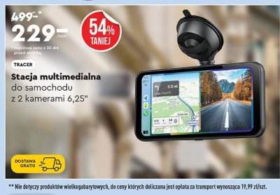 Stacja multimedialna do samochodu z 2 kamerami TRACER 6,25'' promocja w Biedronka