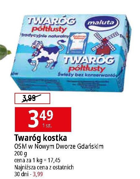 Twaróg półtłusty kostka Maluta promocja
