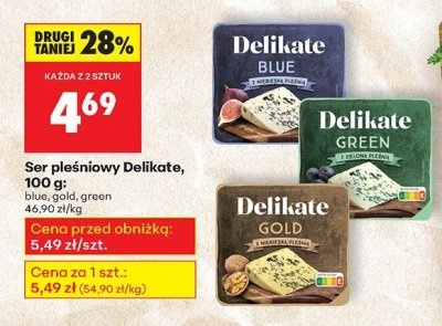 Ser pleśniowy Delikate, 100 g: blue, gold, green promocja w Biedronka