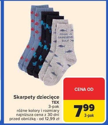 Skarpety dziecięce Tex promocja w Carrefour Market