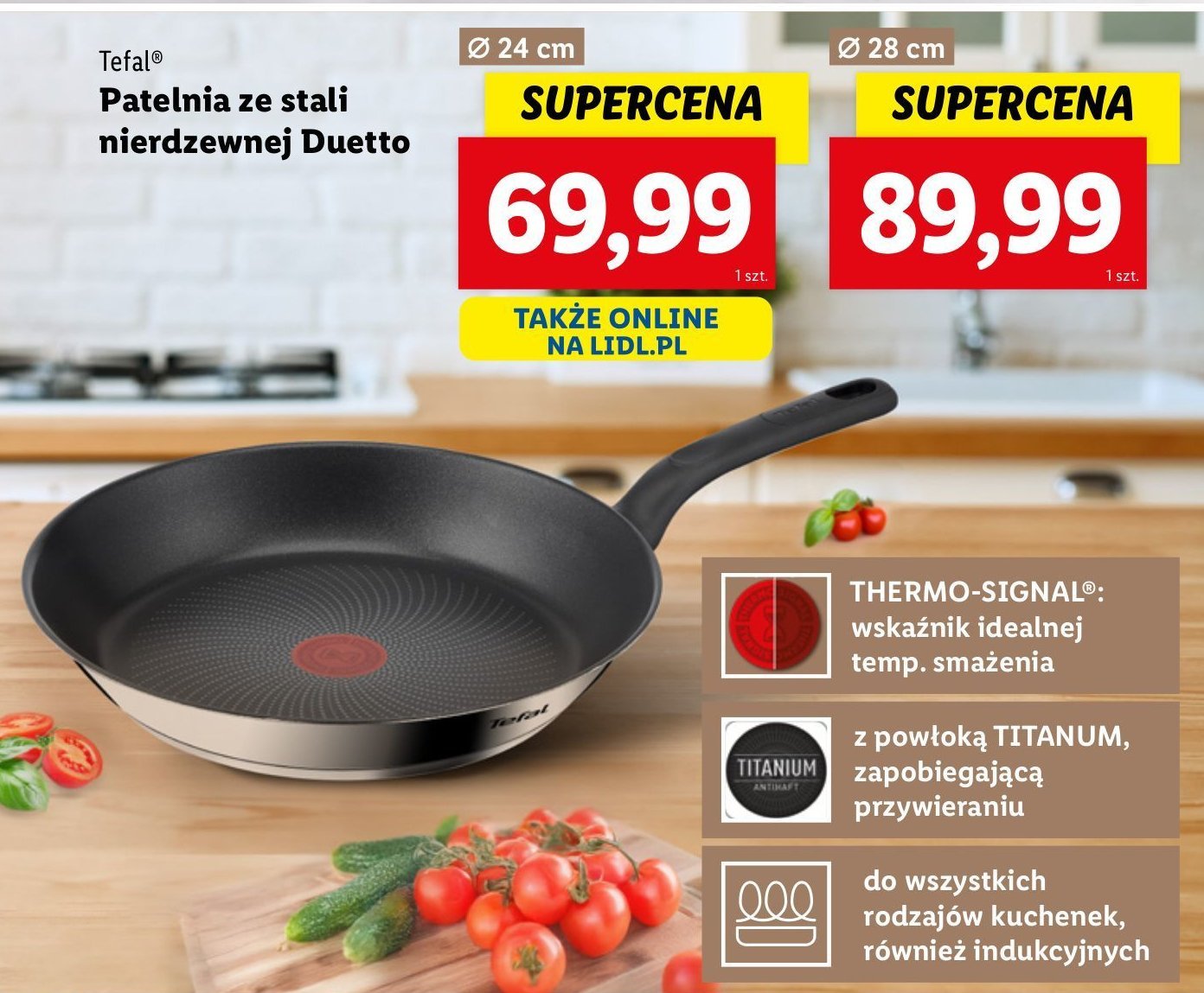 Patelnia duetto 24 cm Tefal promocja w Lidl