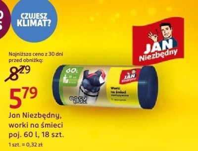Jan Niezbędny, worki na śmieci poj. 60 l, 18 szt. promocja w Rossmann