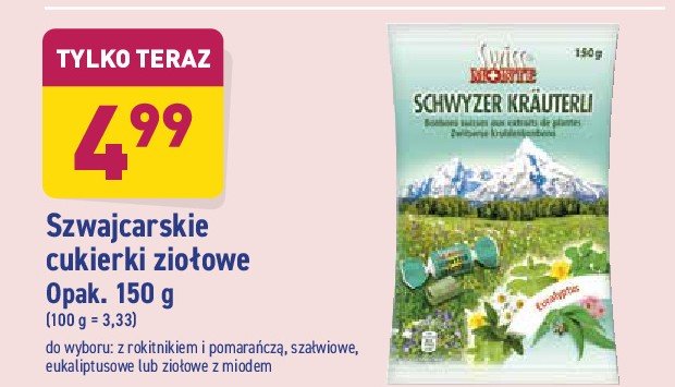 Cukierki szwajcarskie ziołowe z miodem Swiss monte promocja