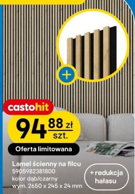 Lamel ścienny na filcu kolor dąb/czarny wym. 2650 x 245 x 24 mm promocja w Castorama