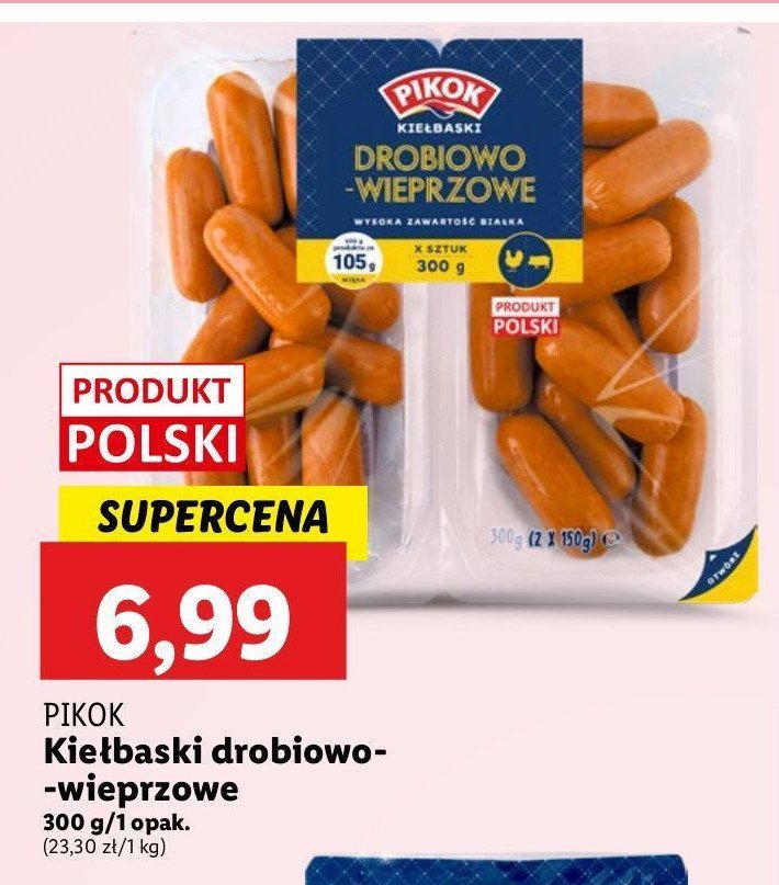 Kiełbaski drobiowo-wieprzowe Pikok promocja