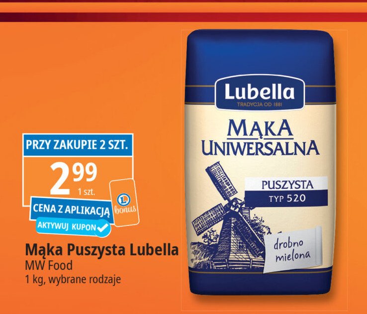 Mąka uniwersalna typ 520 LUBELLA MĄKA TRADYCYJNA promocja w Leclerc