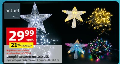 Lampki wewnętrzne 160 LED z gwiazdą na czub choinki promocja w Auchan