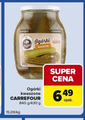 Ogórki kwaszone CARREFOUR 840 g/430 g promocja w Carrefour Express