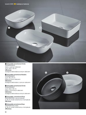 Umywalka ceramiczna Circle biała z czarnym dekorem 45,5x32cm promocja w Castorama