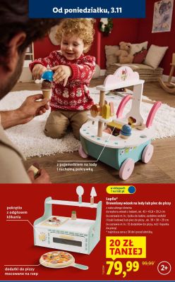 Drewniany wózek na lody lub piec do pizzy Lupilu z pojemnikiem na lody i ruchomą pokrywką promocja w Lidl