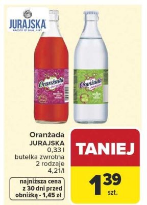 Oranżada Jurajska butelka zwrotna 2 rodzaje 4,21l promocja w Carrefour Market