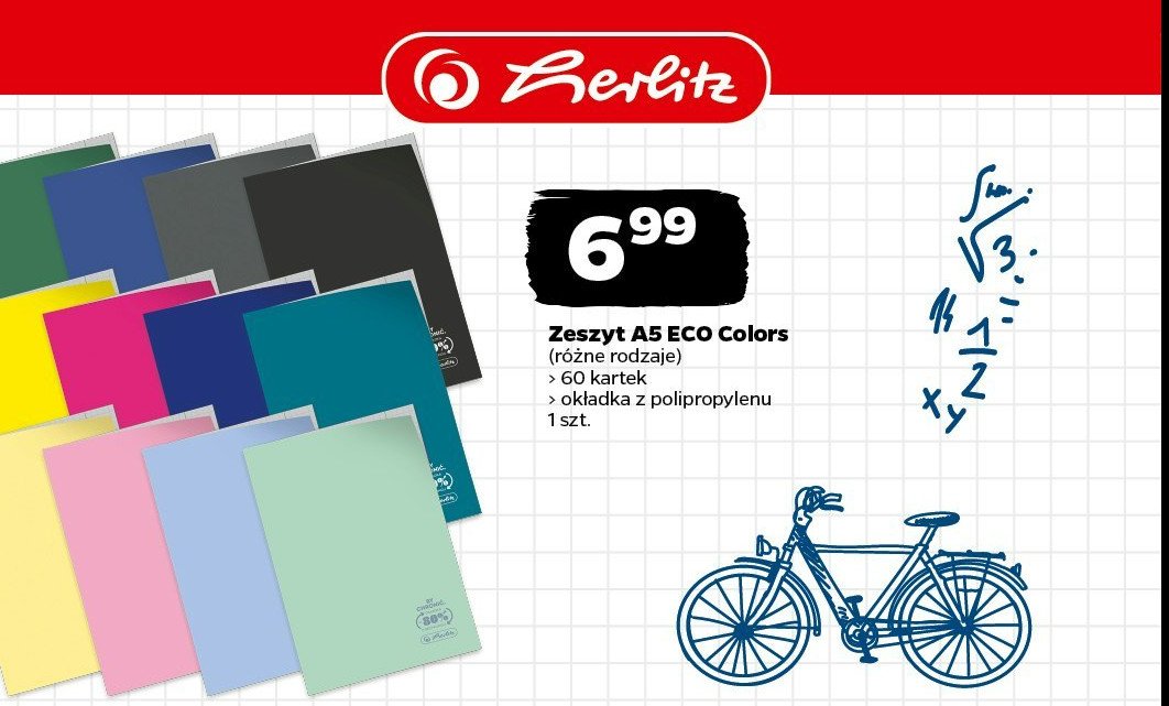 Zeszyt a5/60 k. kratka colors Herlitz promocja