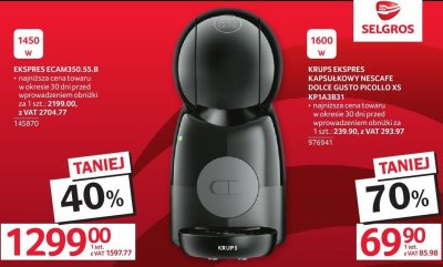 Ekspres ECAM350.55.B De'Longhi promocja w Selgros