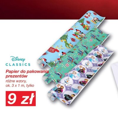 Papier do pakowania prezentów Disney Classics różne wzory ok. 3 x 1 m promocja w KiK