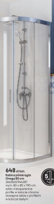 Kabina prysznicowa półokrągła Onega 80 cm promocja w Castorama