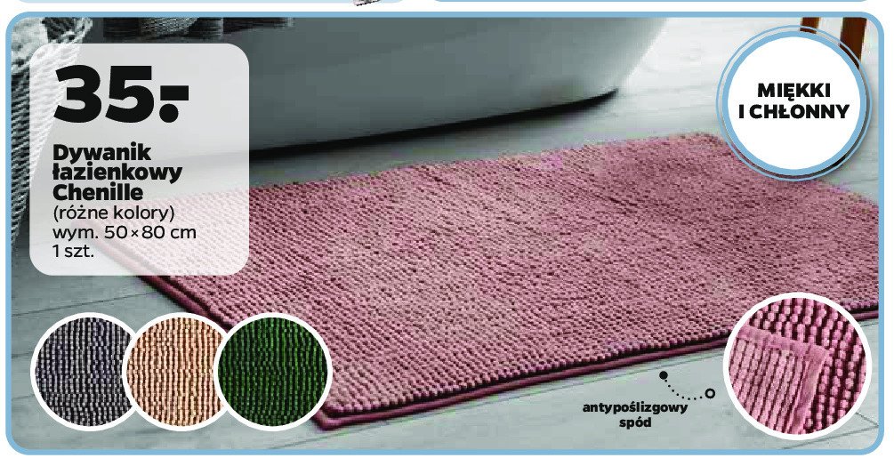 Dywanik 艂azienkowy chenille 50 x 80 cm promocja