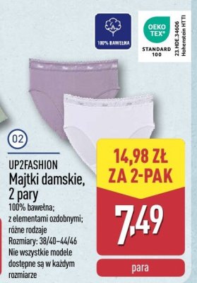 Majtki damskie, 2 pary UP2FASHION promocja w Aldi