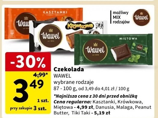 Czekolada Wawel peanut butter promocja w Intermarche