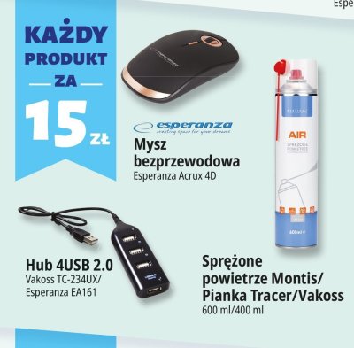 Mysz bezprzewodowa Esperanza Acrux 4D promocja w Leclerc