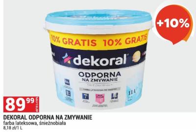 Farba DEKORAL ODPORNA NA ZMYWANIE farba lateksowa, śnieżnobiała promocja w Merkury Market