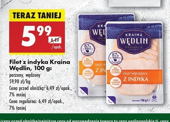 Filet parzony z indyka Kraina wędlin promocja w Biedronka