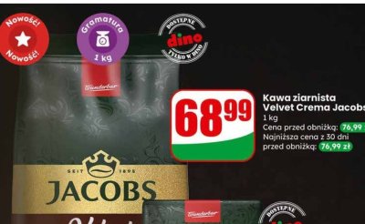 Kawa ziarnista Velvet Crema Jacobs promocja w Dino