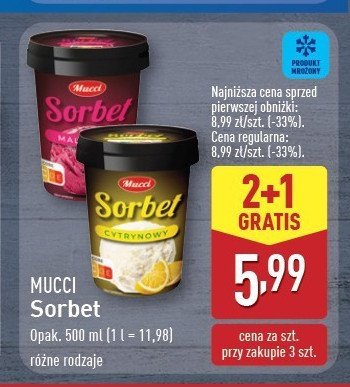 Sorbet cytrynowy Mucci promocja w Aldi