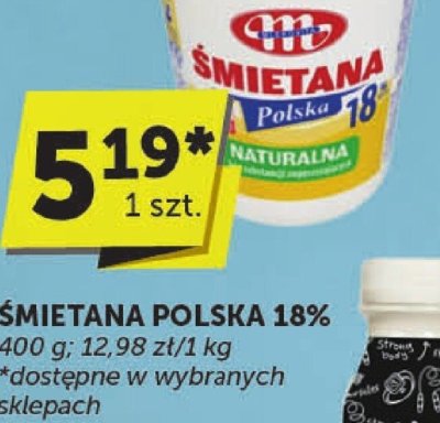Śmietana Polska 18% 400 g promocja w Groszek