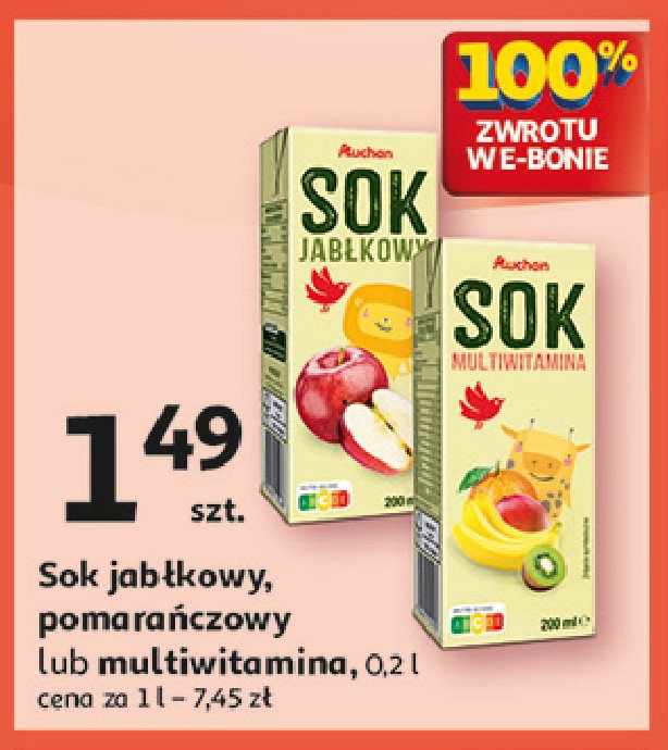 Sok multiwitamina Auchan różnorodne (logo czerwone) promocja