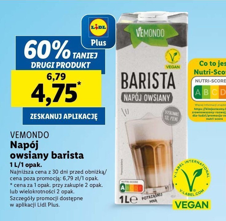 Napój owsiany barista Vemondo promocja