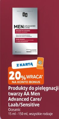 Balsam po goleniu AA Men Advanced Care dla skóry dojrzałej promocja w Leclerc