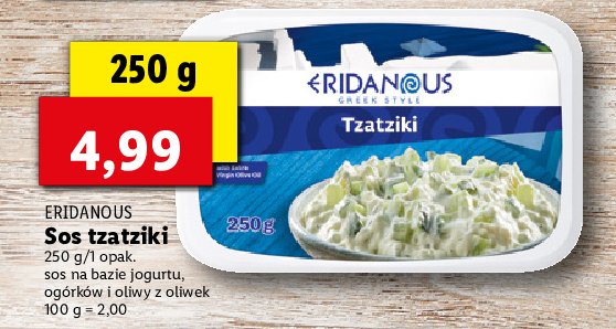 Sos grecki tzatziki z jogurtem i ogórkami Eridanous promocja