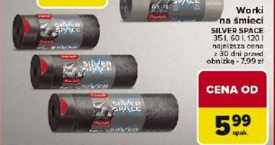 Worki na 艣mieci 60 l z ta艣m膮 silver space Paclan promocja