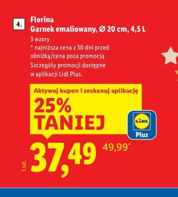 Garnek emaliowany Ø 20 cm, 4,5 L promocja w Lidl
