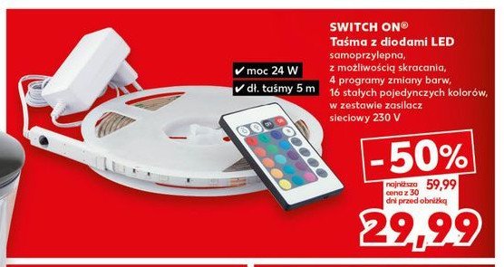 Taśma led 5 m z pilotem Switch on promocja w Kaufland