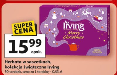 Herbata w saszetkach kolekcja świąteczna Irving, 30 torebek promocja w Auchan