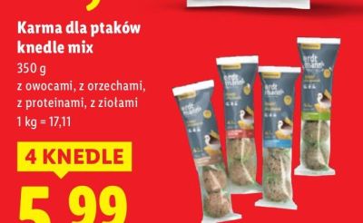 Karma dla ptaków knedle mix z owocami, z orzechami, z proteinami, z ziołami promocja w Lidl