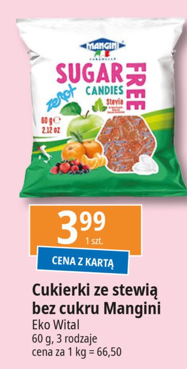 Cukierki owocowe ze stewią Mangini promocja w Leclerc