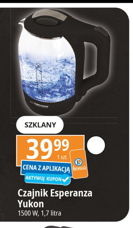 Czajnik szklany yukon Esperanza promocja