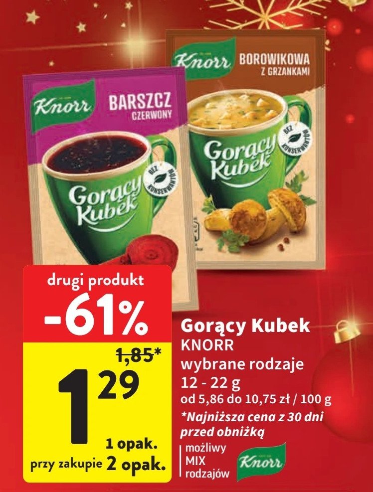 Borowikowa z grzankami Knorr gorący kubek promocja w Intermarche